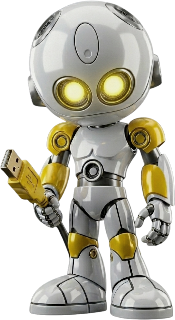 Mascote robô tecnológico Conexão Informática